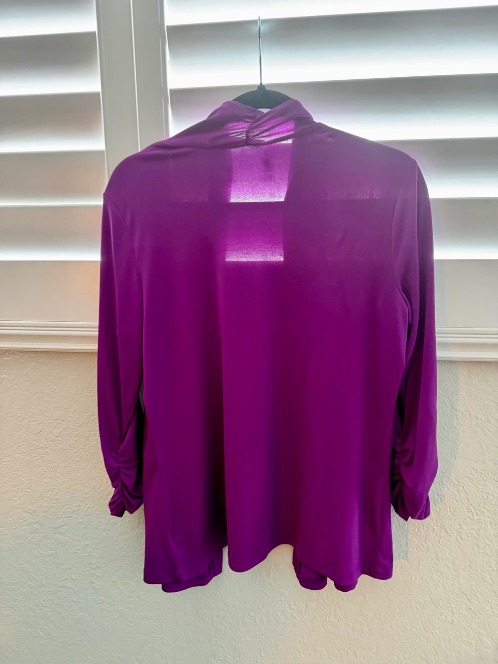 Susan Graver Magenta Long-Sleeve Drape Back Top